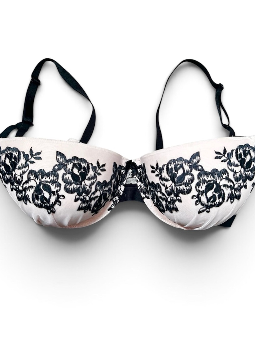 Smart & Sexy Black Floral Lace Accented Pale Pink Underwire Bra